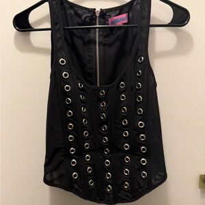 Edikted Black Corset Top with Silver Grommets